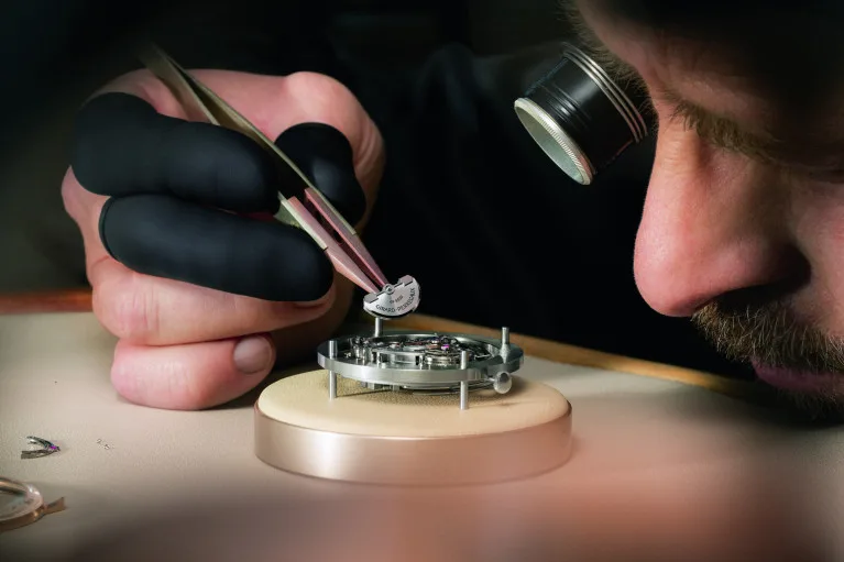 Tourbillon and seconds indicator on Girard-Perregaux watch