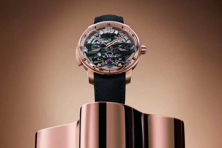 Girard-Perregaux watch on black rubber strap