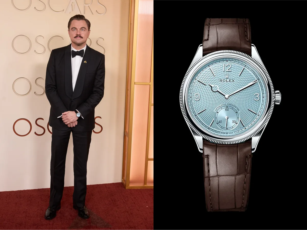 Leonardo DiCaprio wearing Rolex 1908 Platinum