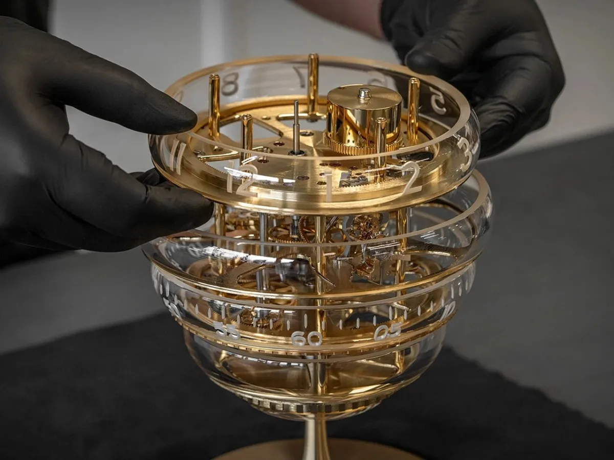 Side view of The Beehive Table Clock