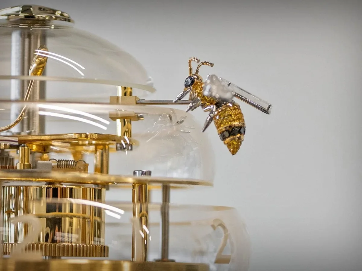 Base of The Beehive Table Clock with gold finish