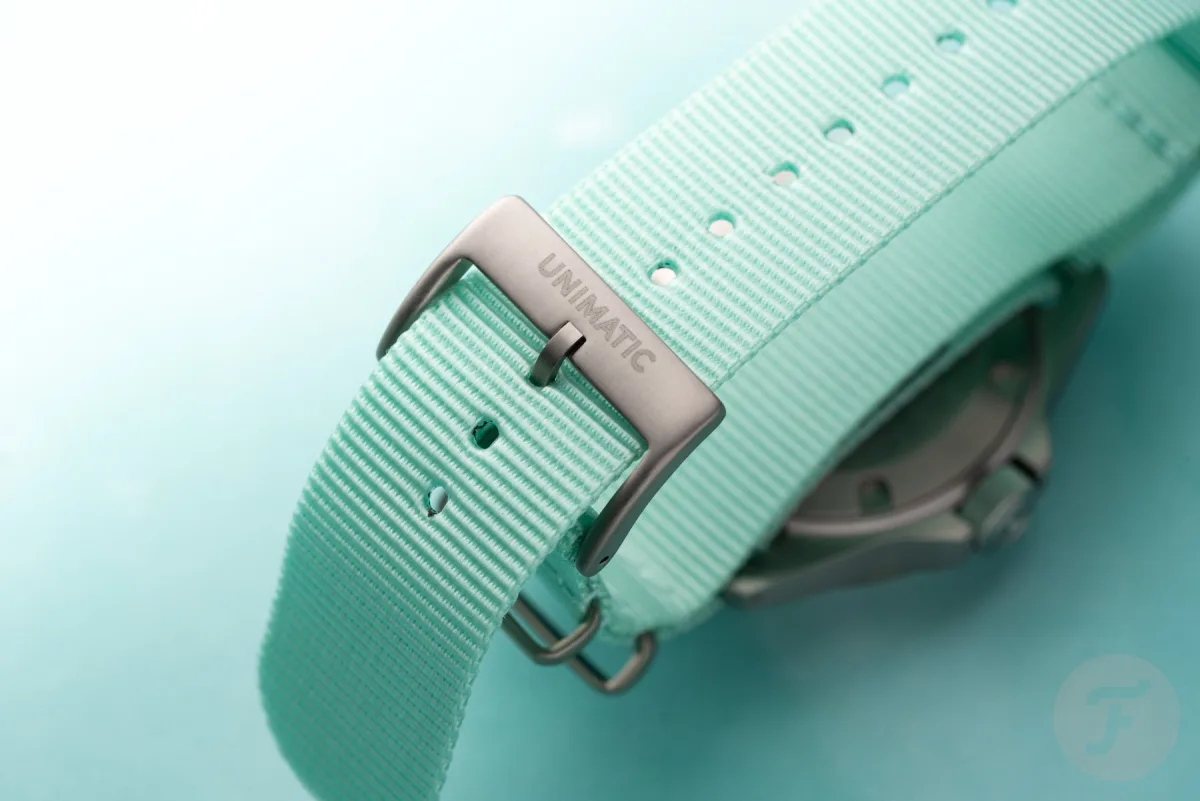 Mint-green NATO strap of Unimatic Modello Quattro U4S-T-LB