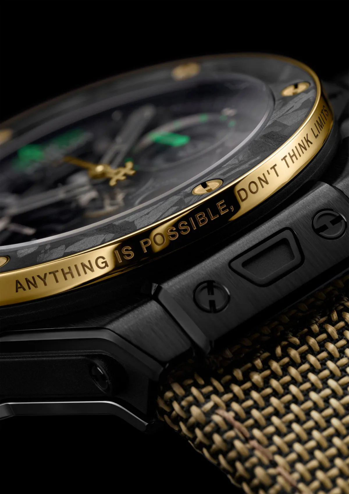Hublot Big Bang Reloaded Usain Bolt bezel and motto engraving