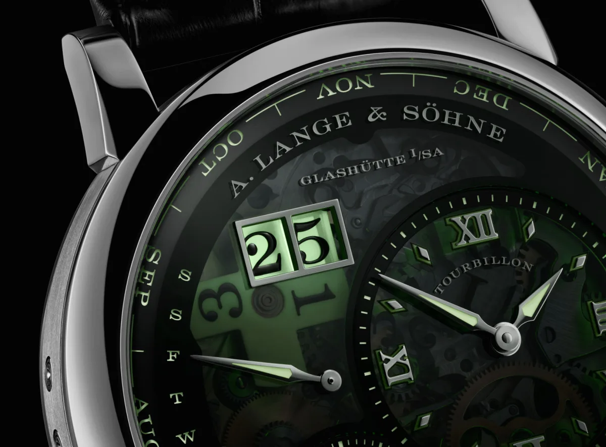 Platinum case and alligator leather strap of Lange 1 Tourbillon