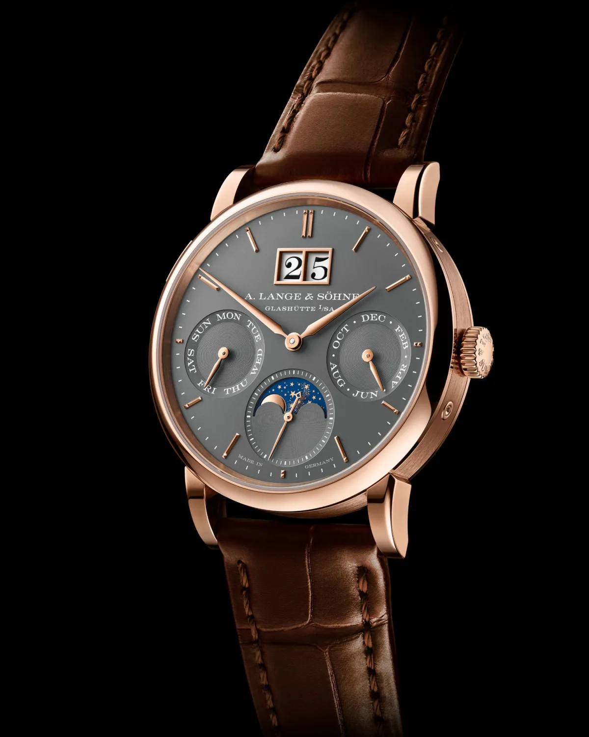 A. Lange & Söhne Saxonia Annual Calendar watch in white or rose gold