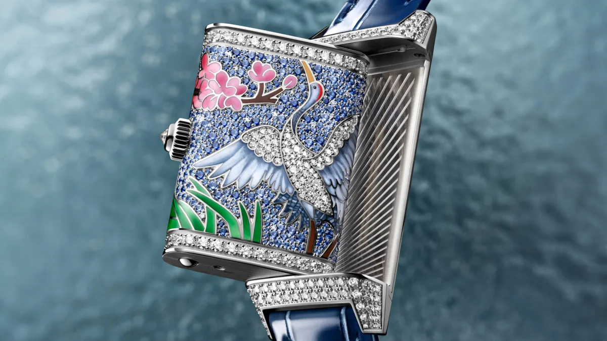 White gold case with blue alligator strap