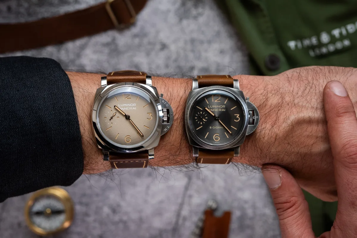 Close-up of Panerai's premium watch details