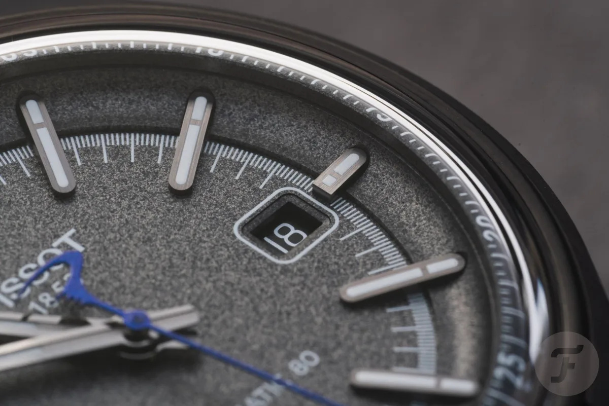 Close-up of Tissot Pinarello watch dial and hands