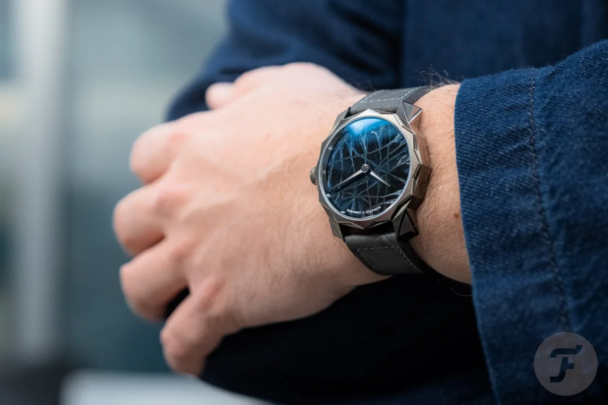 Magnified view of abstract dial art