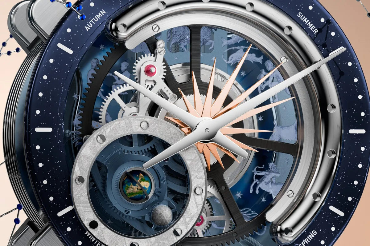 Jaeger-LeCoultre Atmos Hybris Artistica Tellurium watch with sapphire cabochons