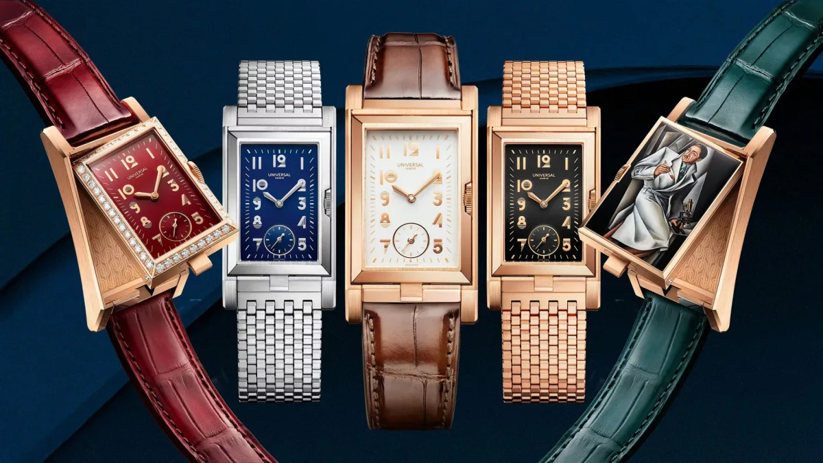 Universal Genève Cabriolet watch in Art Deco style