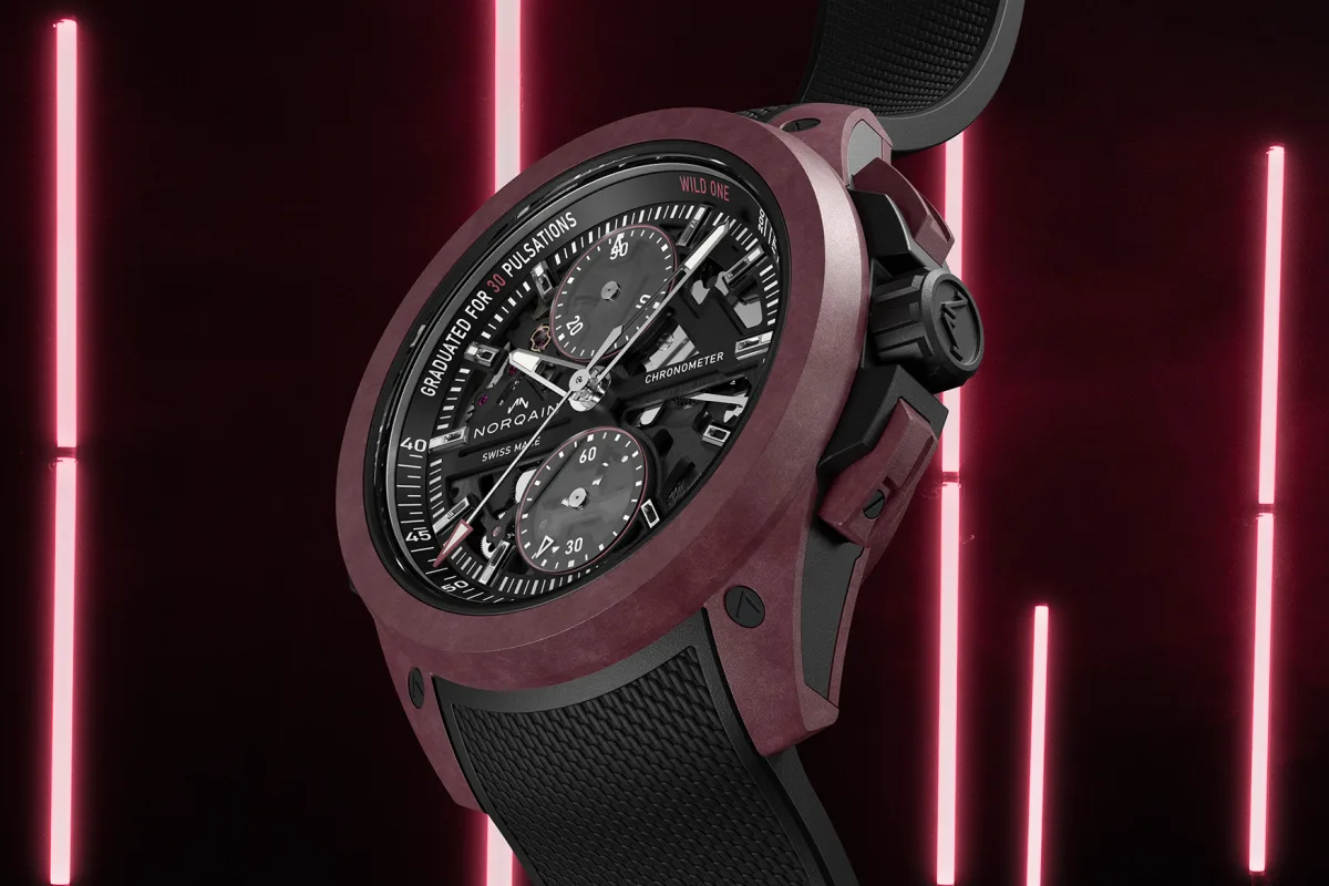 Norqain Wild One Skeleton Chrono matte titanium and sapphire glass