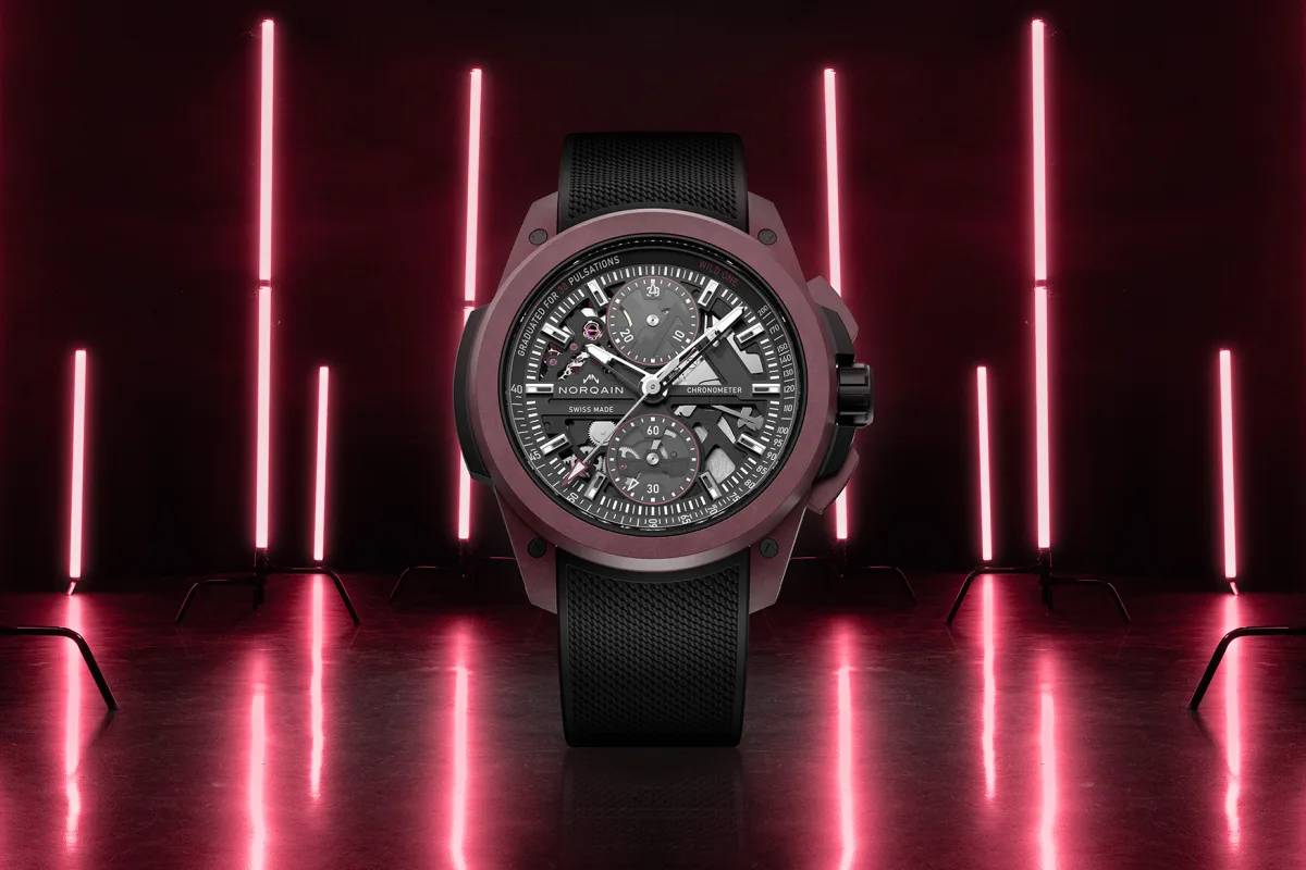 Norqain Wild One Skeleton Chrono luminous hands and indices