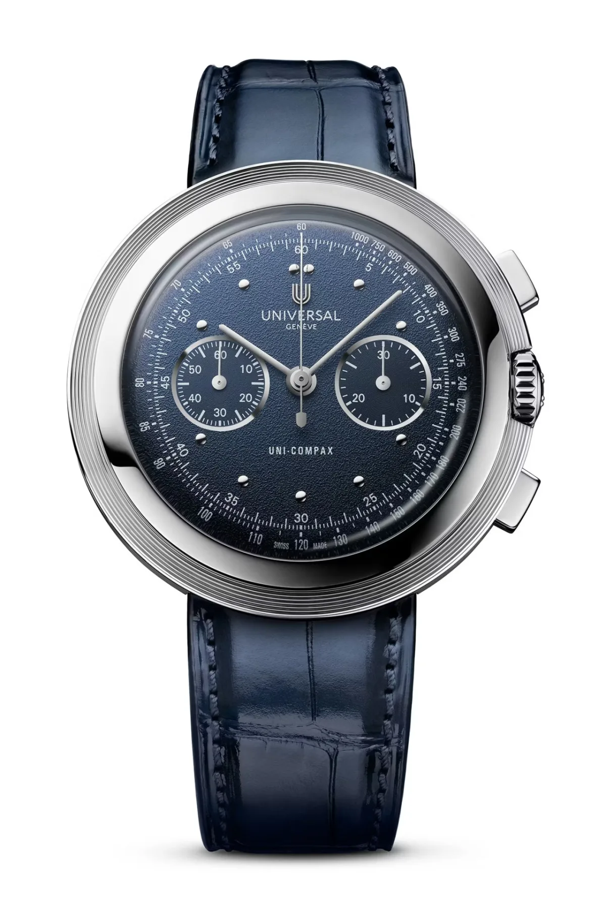 Universal Genève Disco Volante Signature watch in steel with blue dial