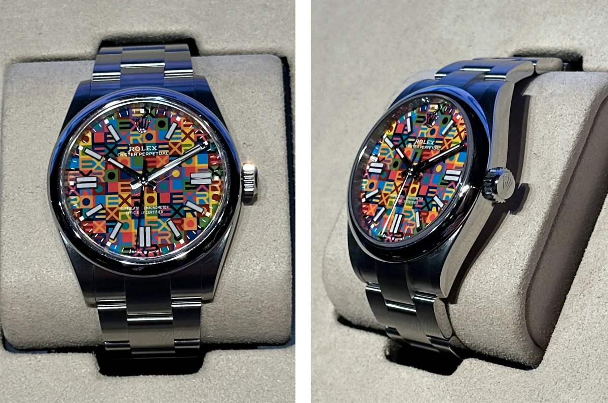 Rolex Oyster Perpetual Jubilee Dial watch in various sizes.
