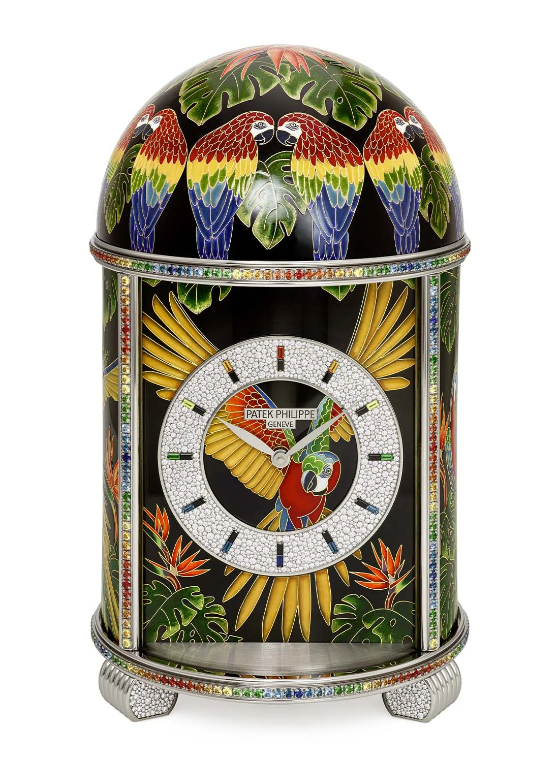 Macaws Dome Table Clock featuring macaws in the Amazon