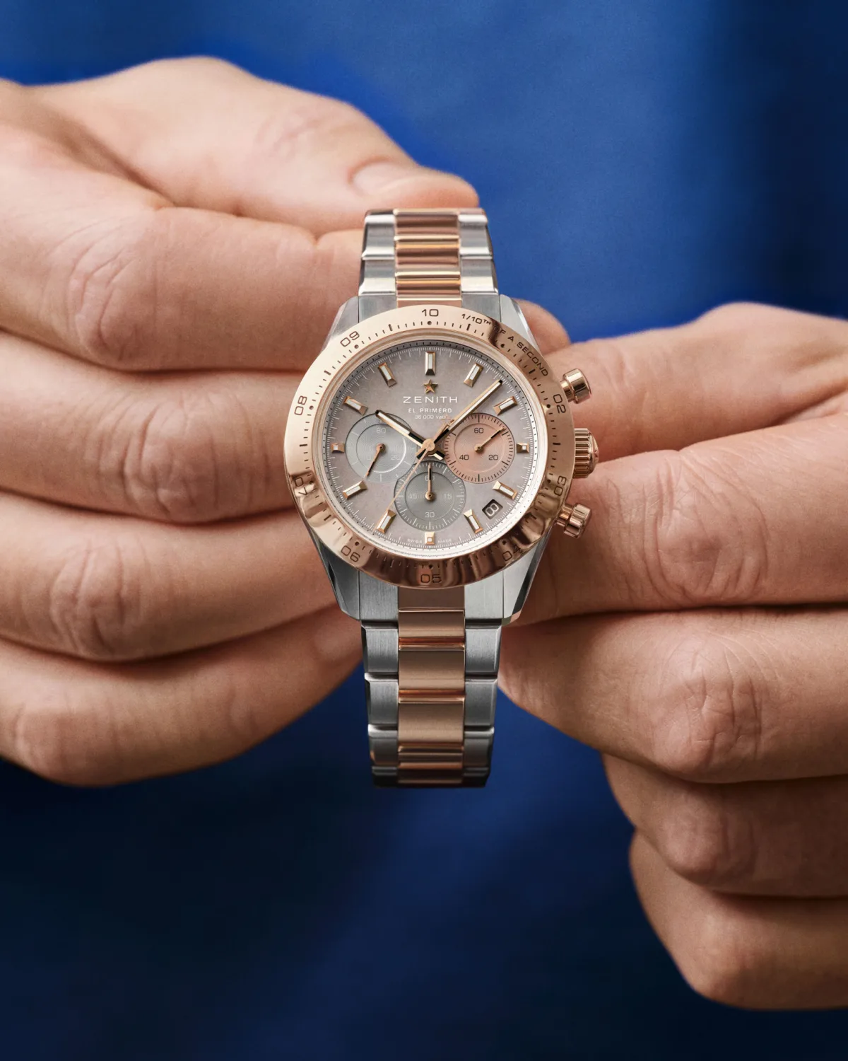 Zenith Chronomaster Sport with rose gold bezel and crown