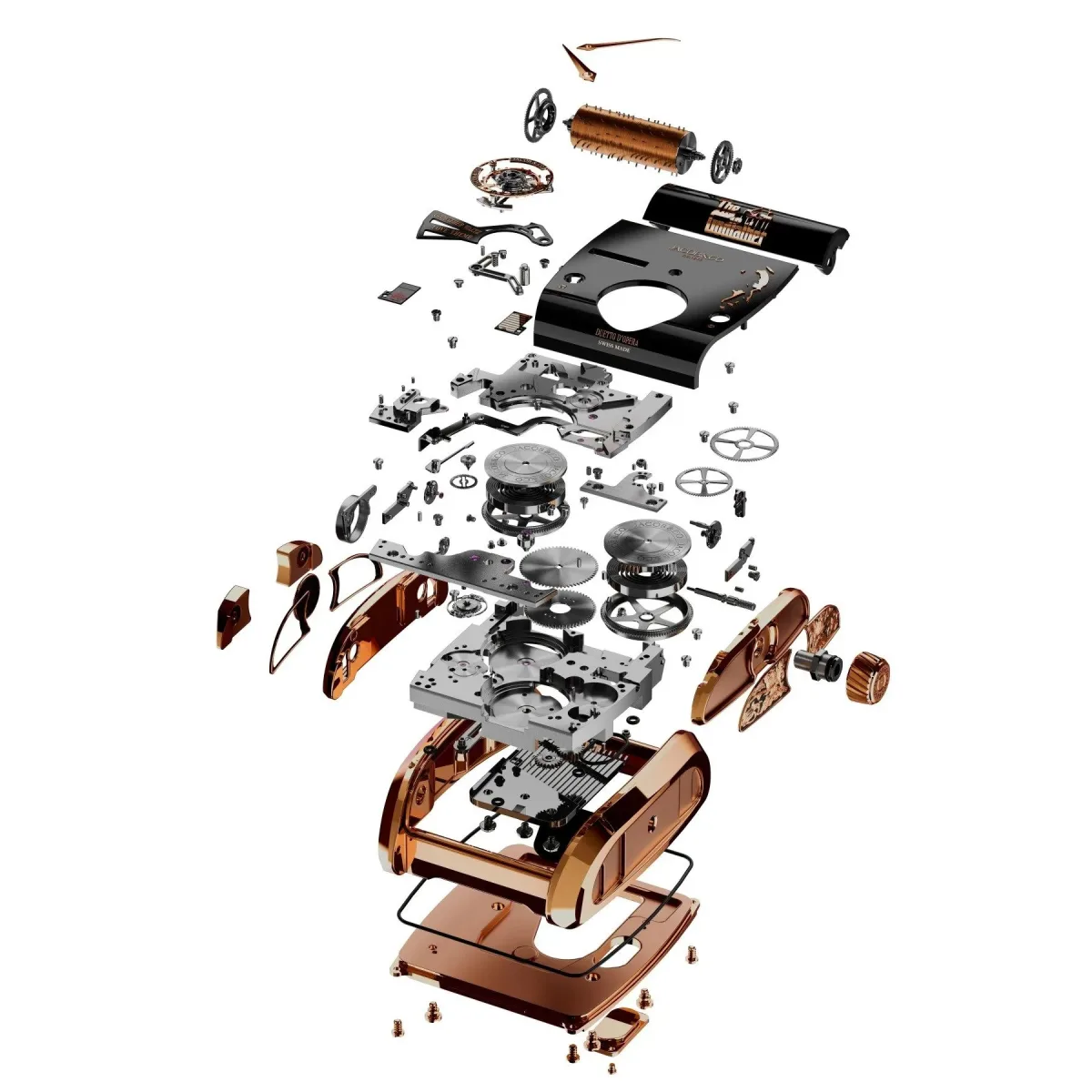 Compact design of Jacob & Co. The Godfather II with musical drum