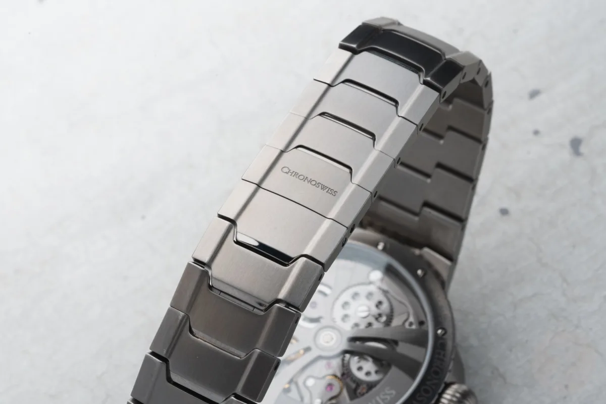 Chronoswiss Pulse GMT integrated bracelet with butterfly clasp