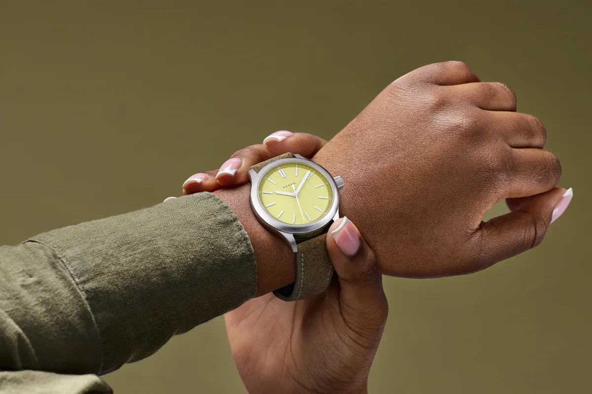 Fears Redcliff Pastel watch on wrist