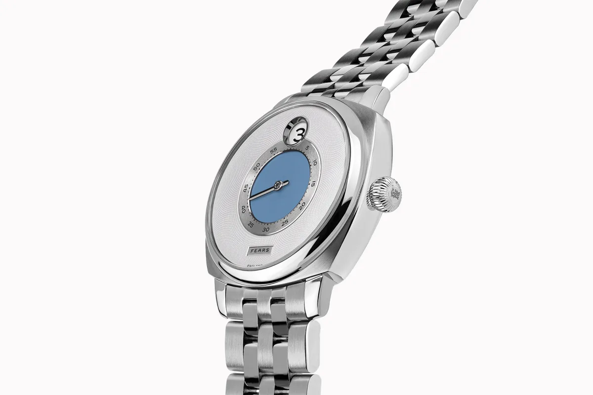 Close-up of Fears Brunswick 40.5 Jump Hour dial