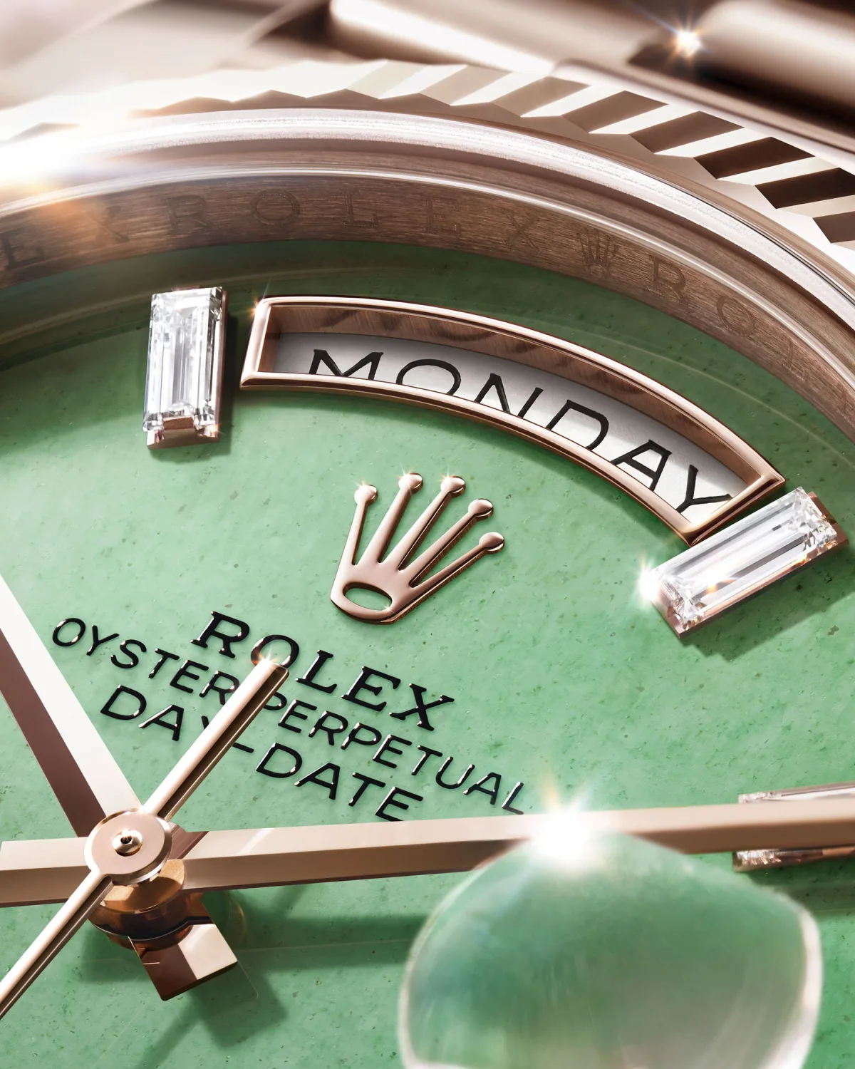 Rolex Day-Date 40 Jubilee Gold watch with green aventurine dial