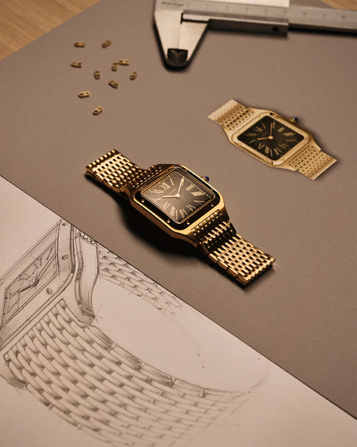 Cartier Santos-Dumont watch with mesh bracelet