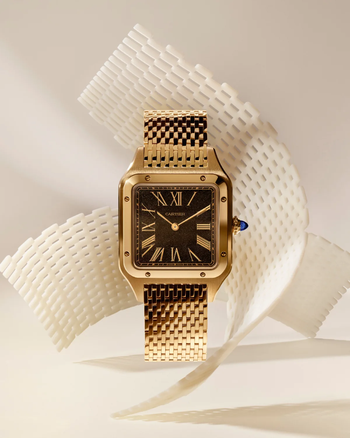 Cartier Santos-Dumont watch with obsidian dial