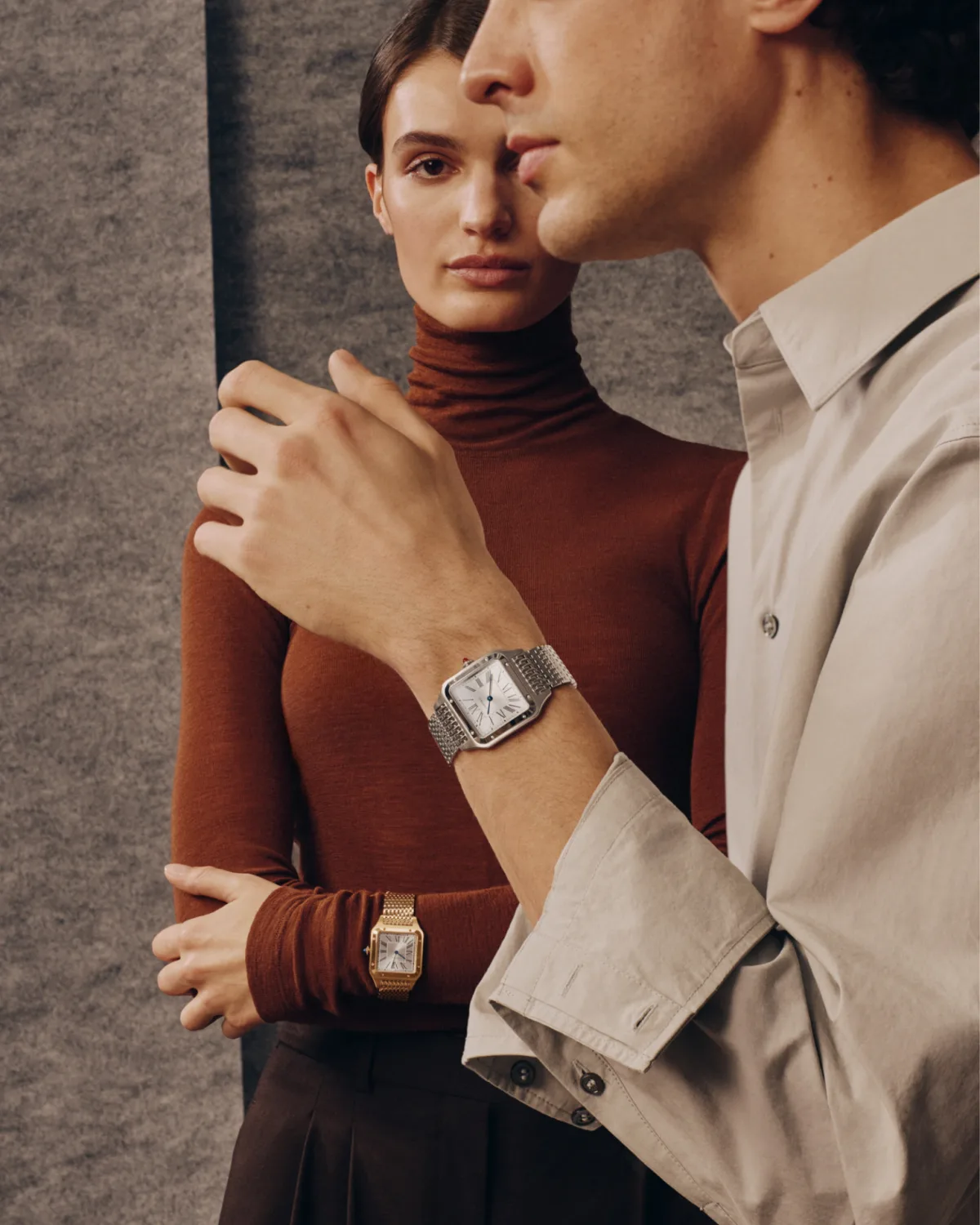Cartier Santos-Dumont watch with silver dial and Roman numerals