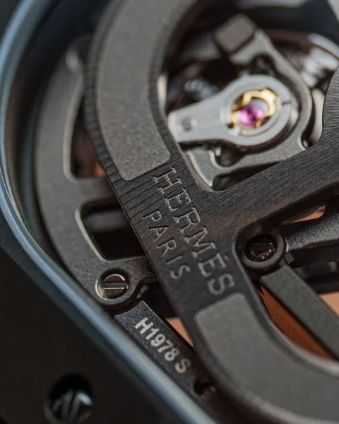 Skeletonized H1978 S movement with titanium bridges