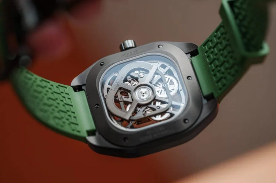 View of the skeletonized rotor and movement components