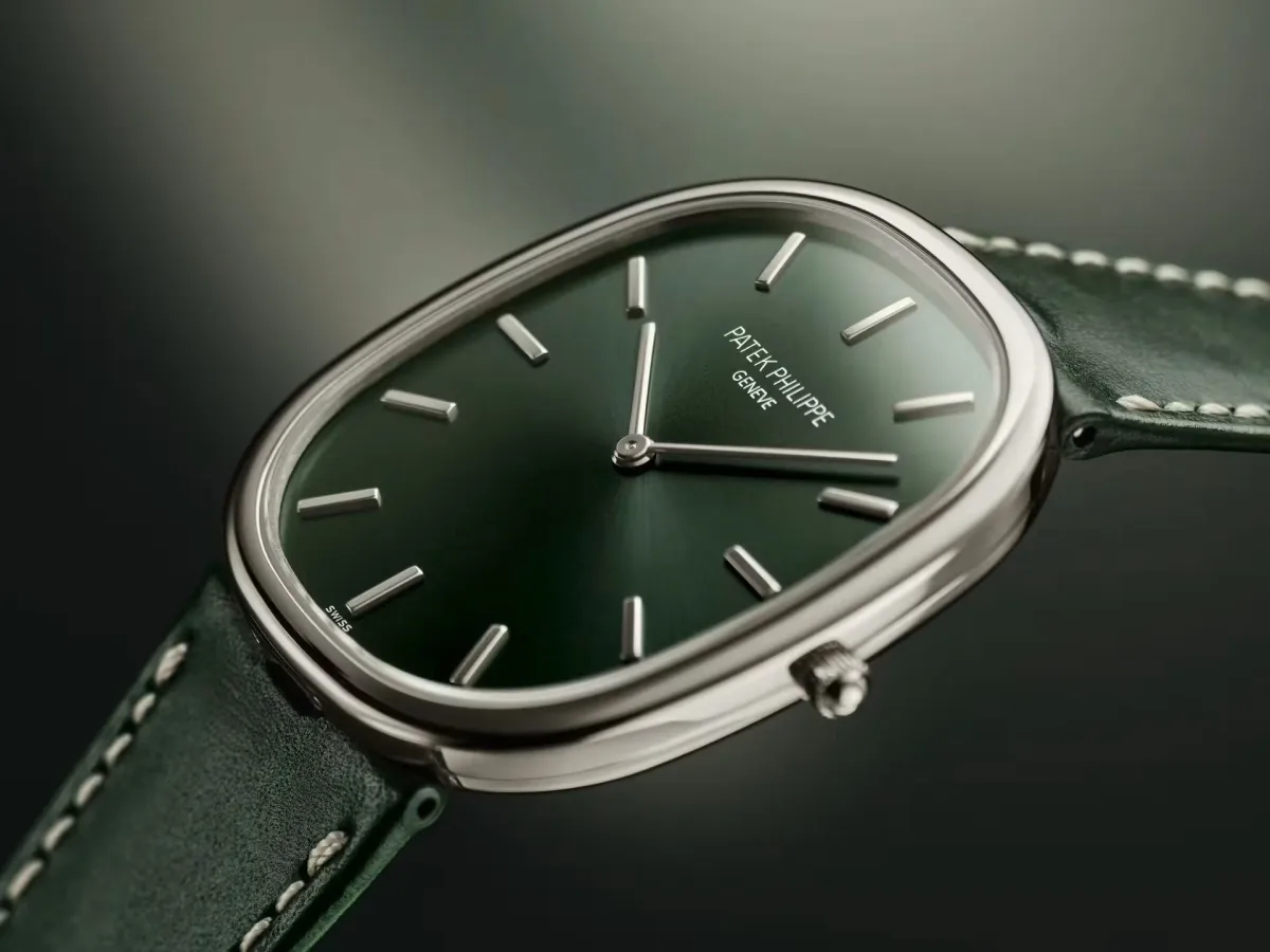 Patek Philippe 5738G Golden Ellipse with olive-green dial