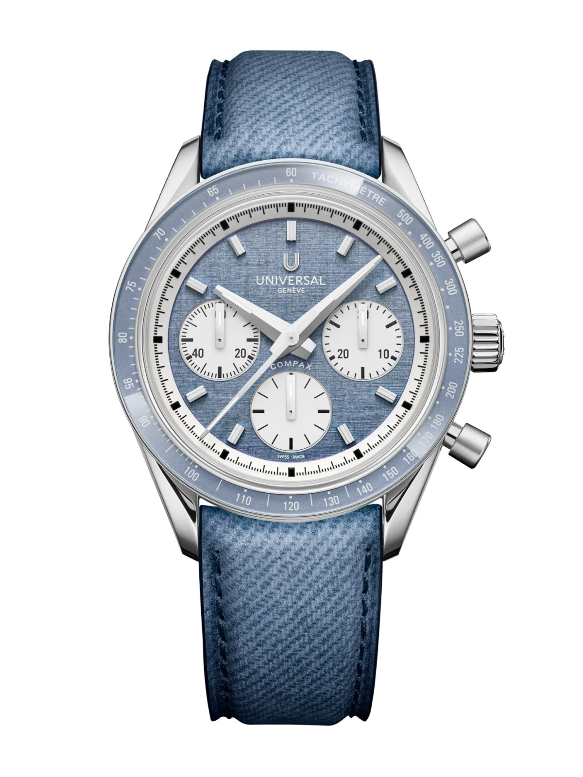 Compax Prêt-à-Porter rose gold watch with blue dial