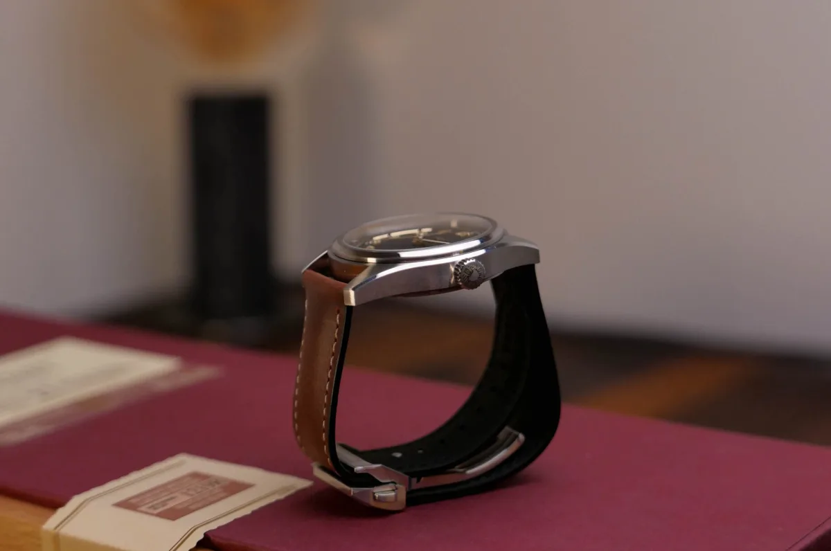 Close-up of the Longines Spirit Pilot's steel finish