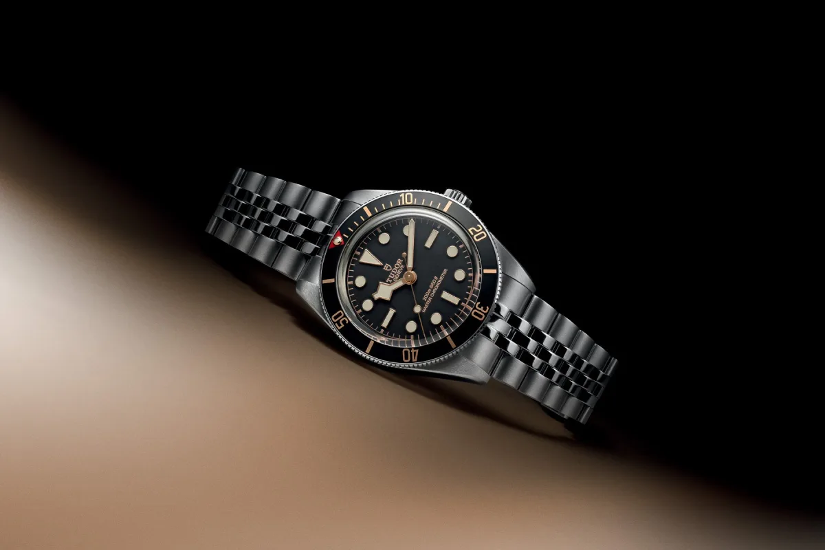 Side view of Tudor Black Bay 58 showing slimmer case profile