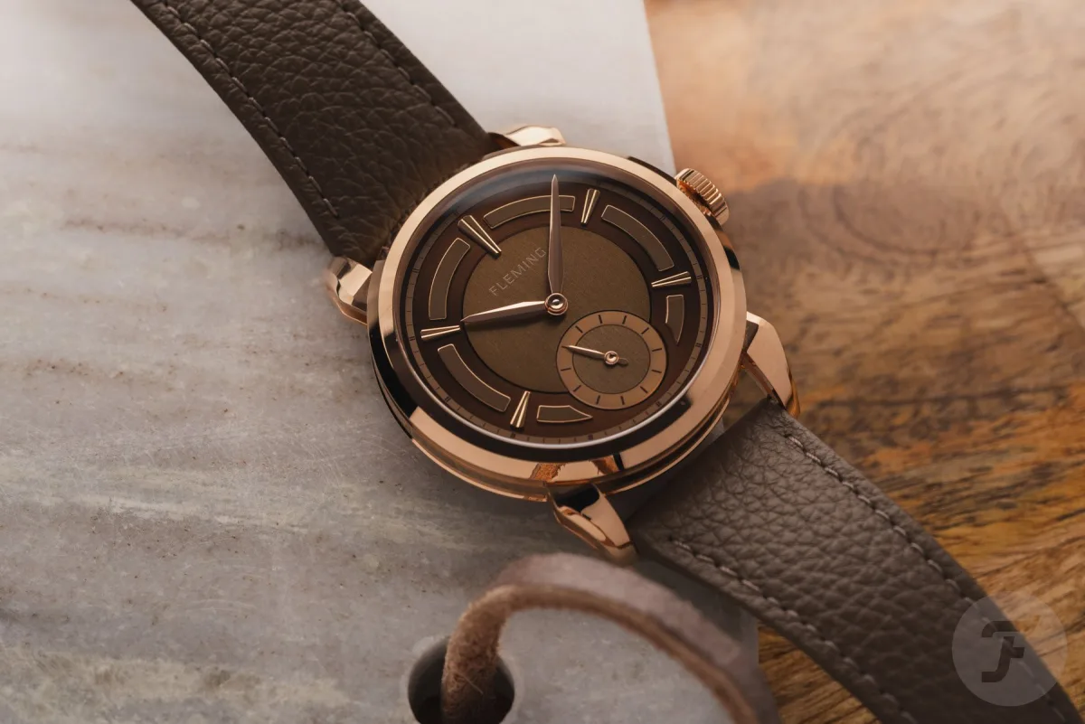 Detail view of Fleming Series 1 Mark II Redwood watch case