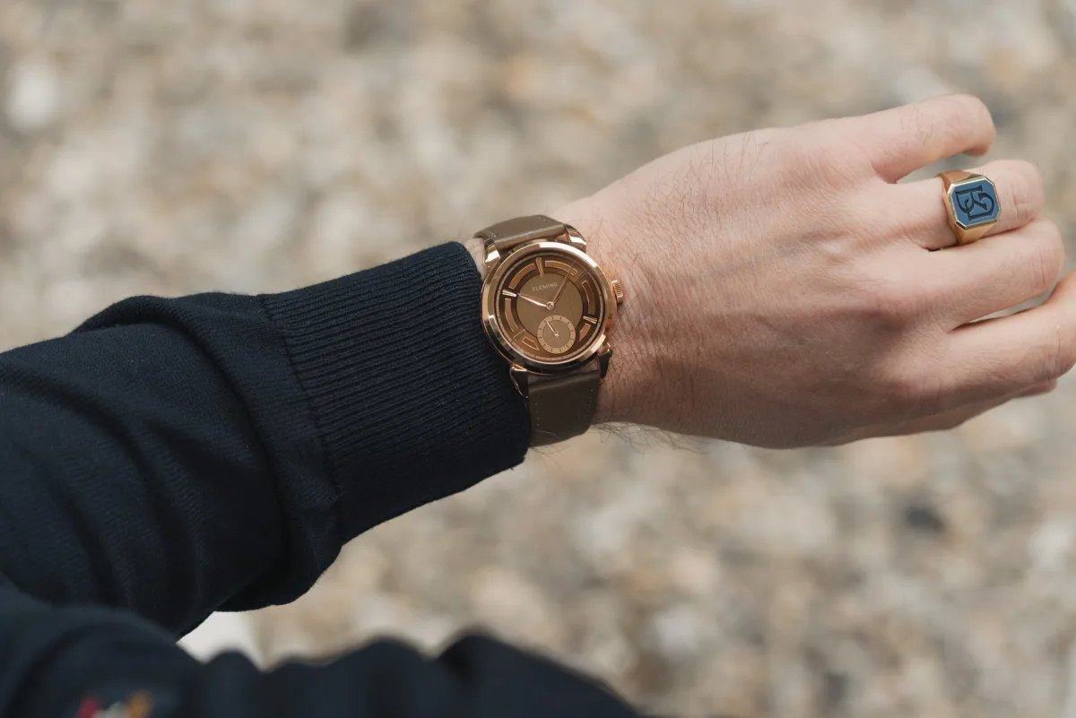 Layered dial of the Fleming Series 1 Mark II Redwood