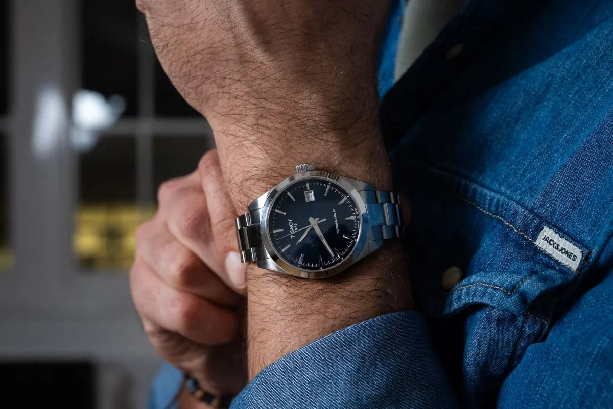 Side view of Tissot Gentleman 38mm on wrist