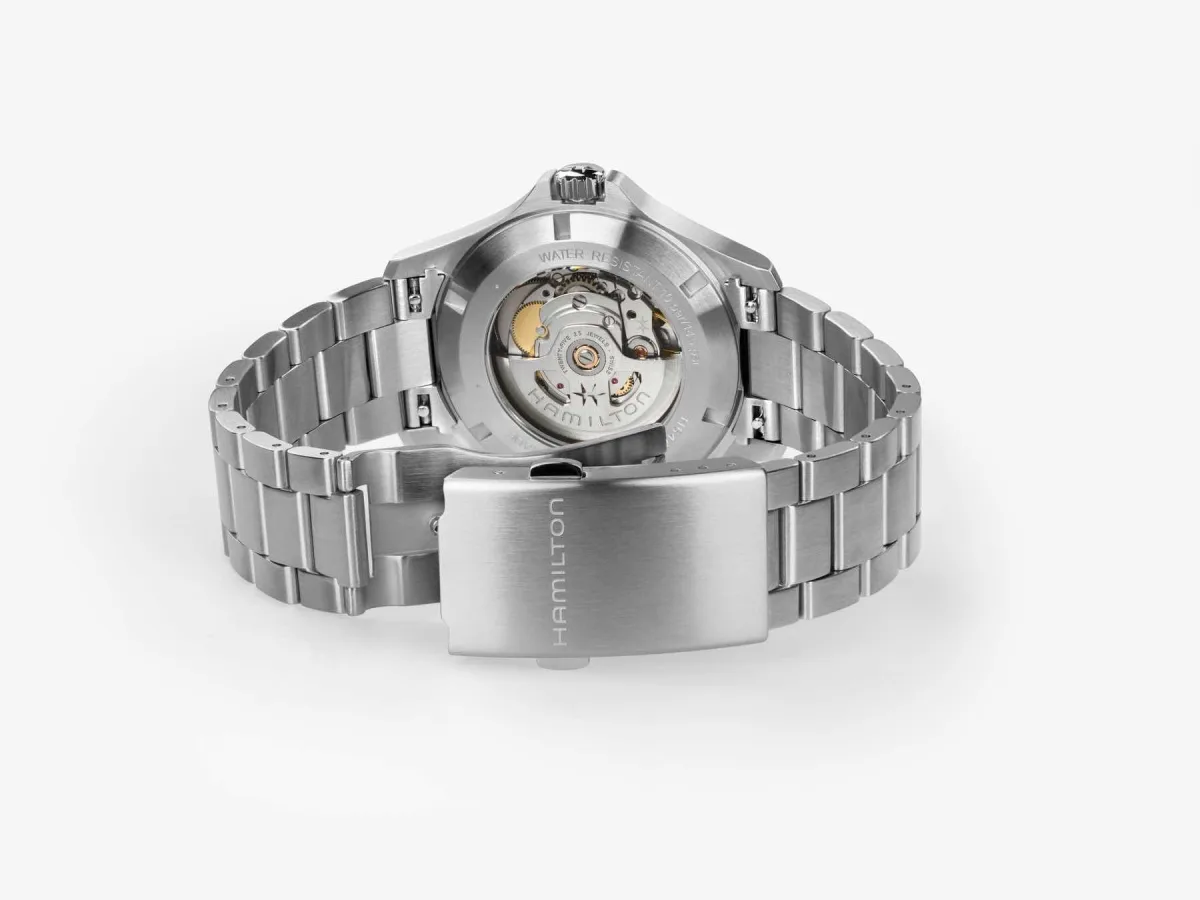 Close-up of Hamilton Khaki Field King Day-Date Automatic dial