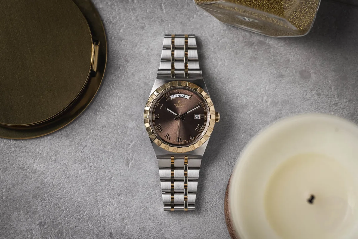 Close-up of Tudor Royal watch dial