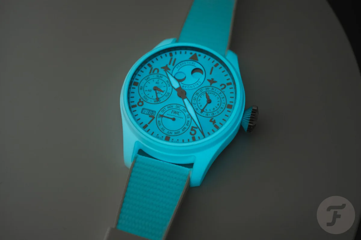 IWC Big Pilot’s Watch Perpetual Calendar Ceralume glowing in the dark