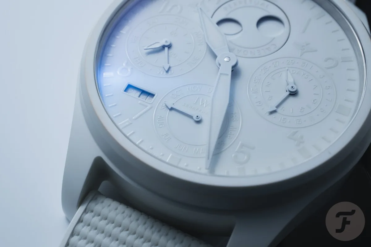 Close-up of the IWC Big Pilot’s Watch Ceralume dial