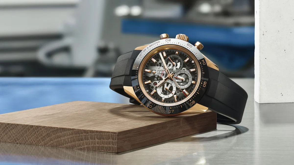 Zenith Chronomaster Sport Skeleton in rose gold with rubber strap