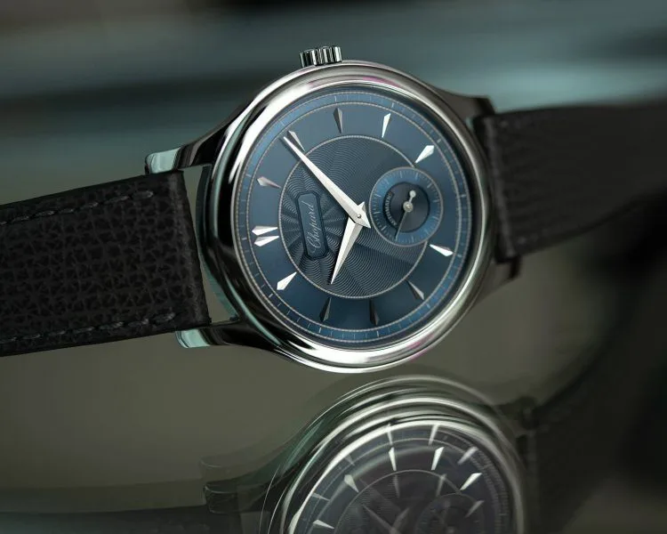 Close-up of Chopard L.U.C 1860 Lucent Steel case