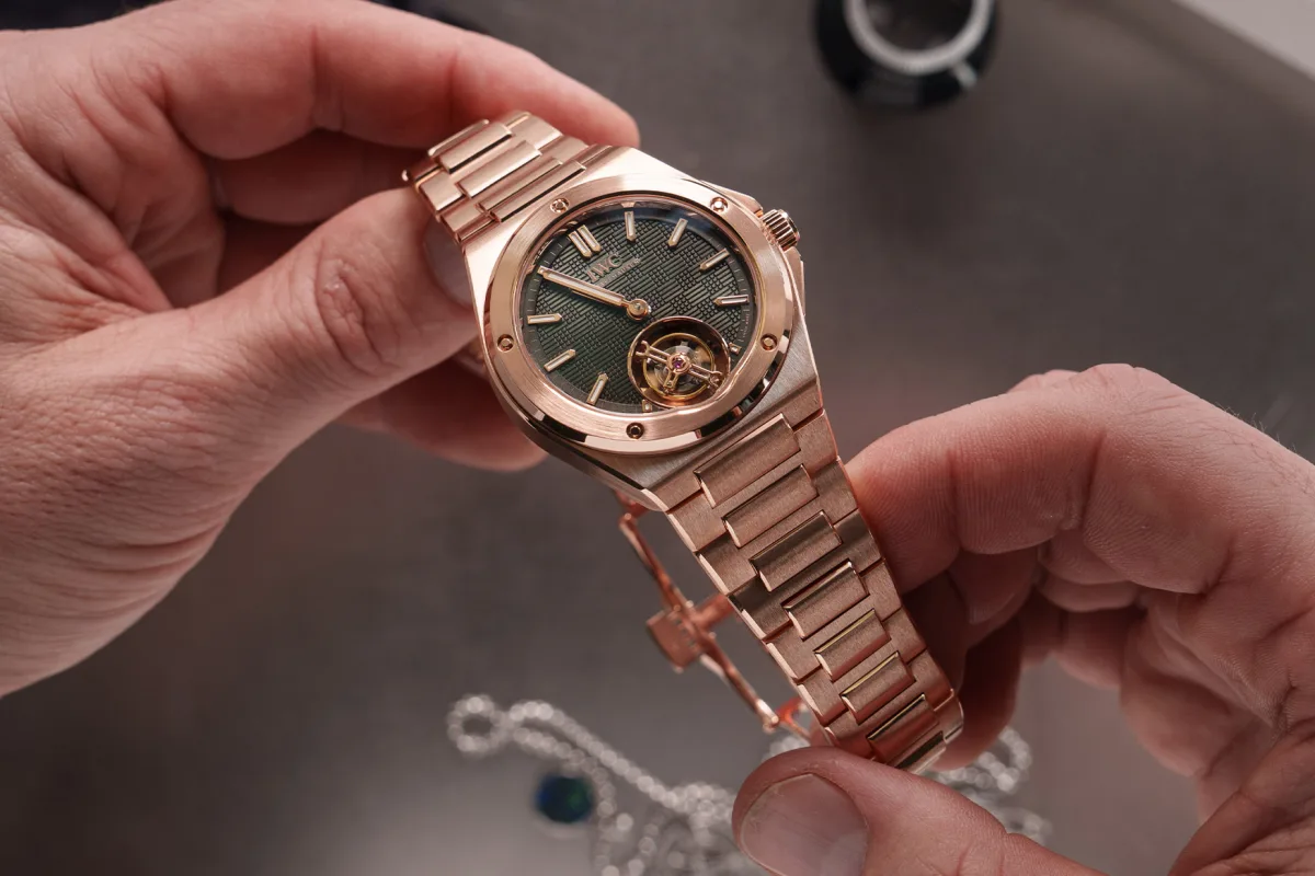 IWC Ingenieur Tourbillon 41 in 18-carat gold with olive dial