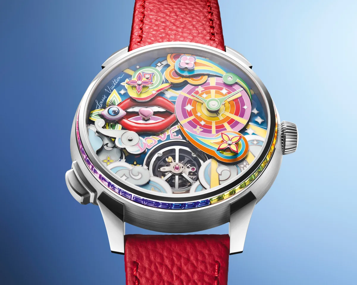 Louis Vuitton Tambour Taiko Arty Automata watch front view