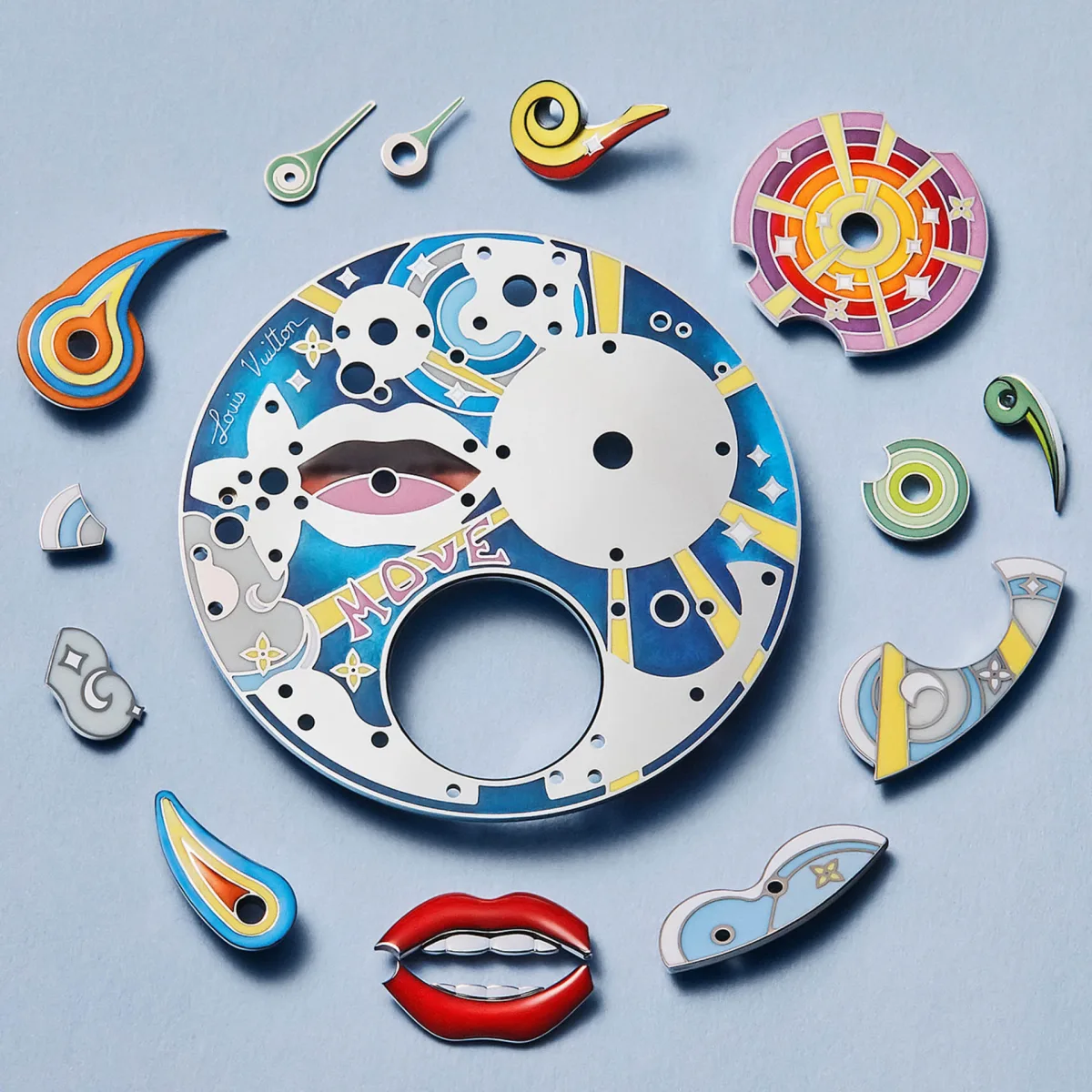 Louis Vuitton flowers and eye detail on the watch