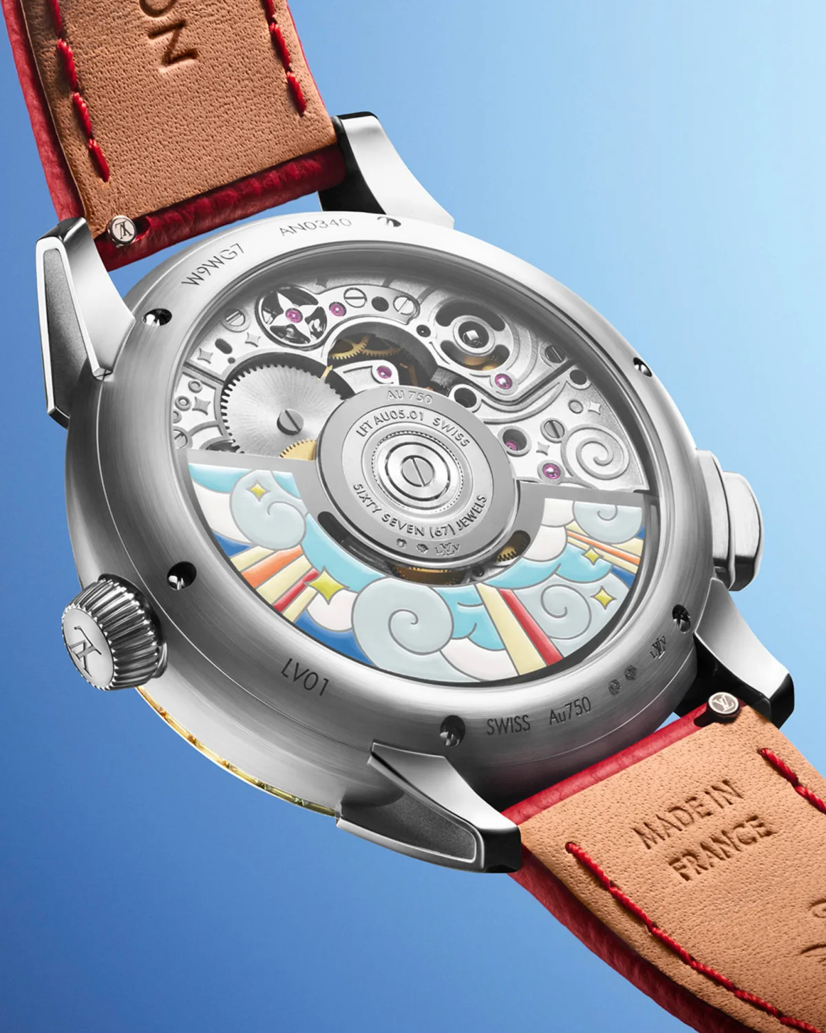 Dial composition with gemstones and enamel