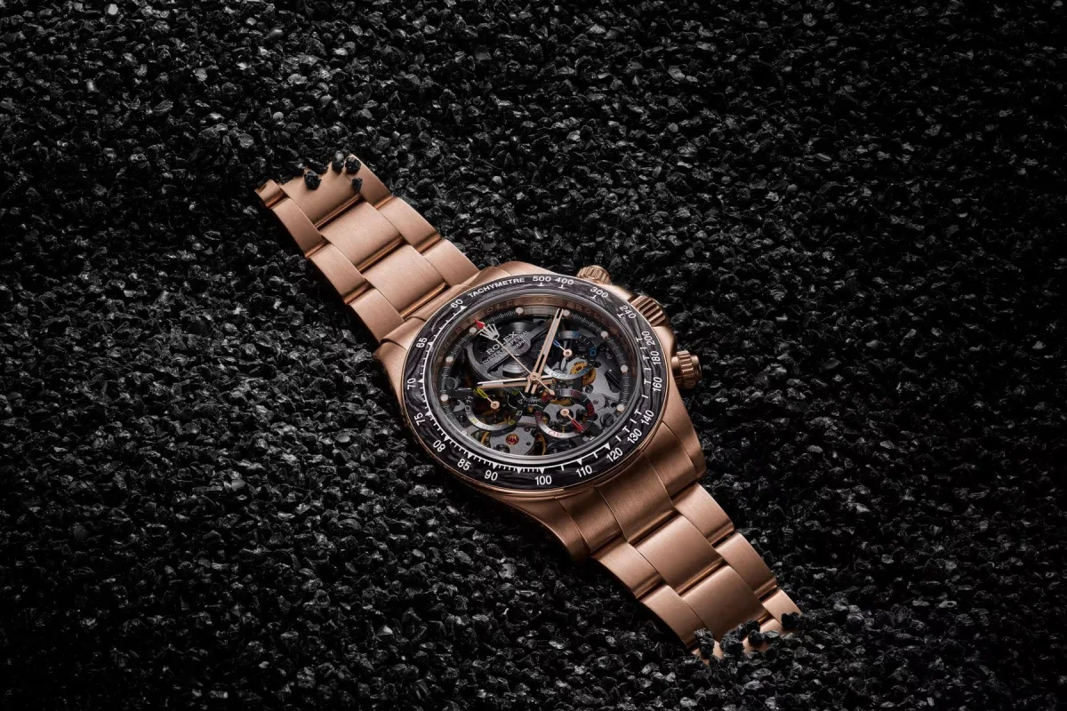 Close-up of a customized Rolex Daytona dial
