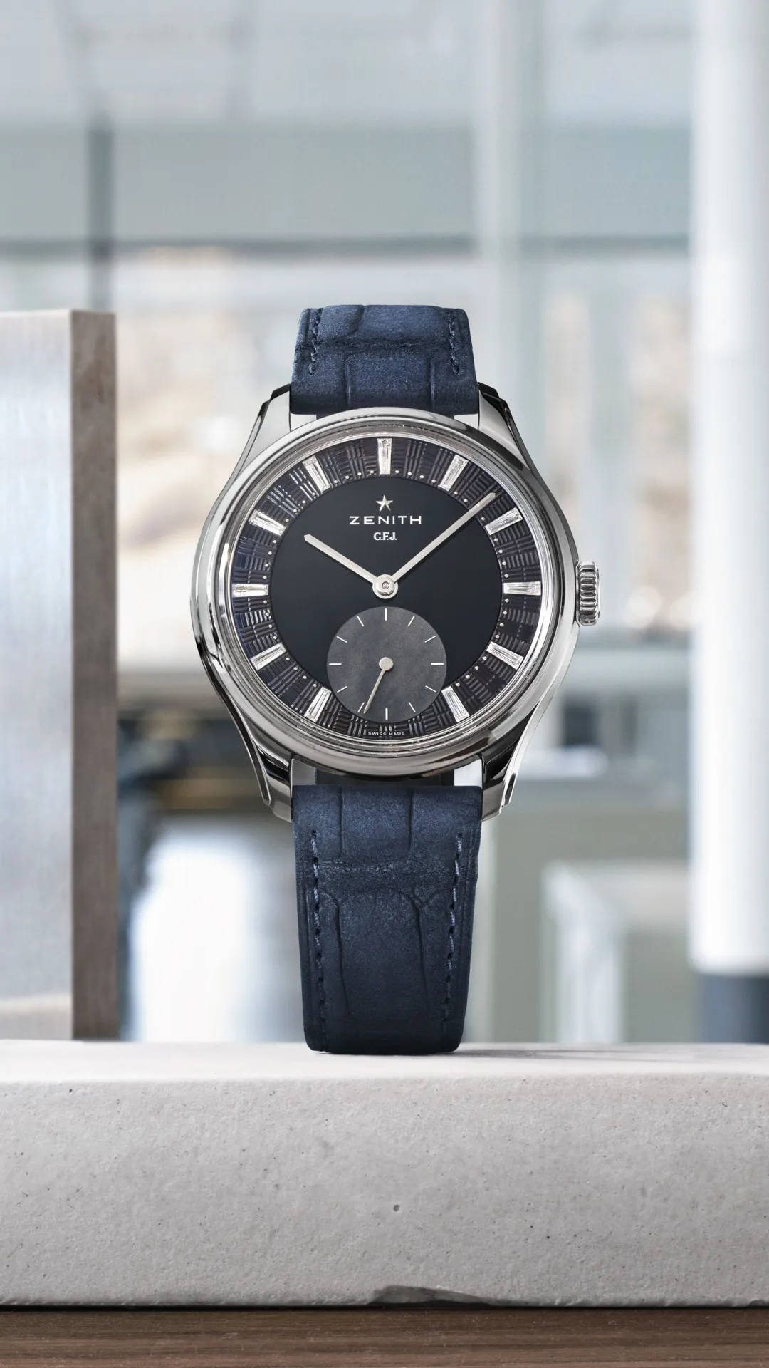 Zenith G.F.J Tantalum side view showcasing case